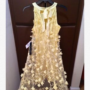 Light yellow JAX BLACK LABEL Floral Trapeze dress